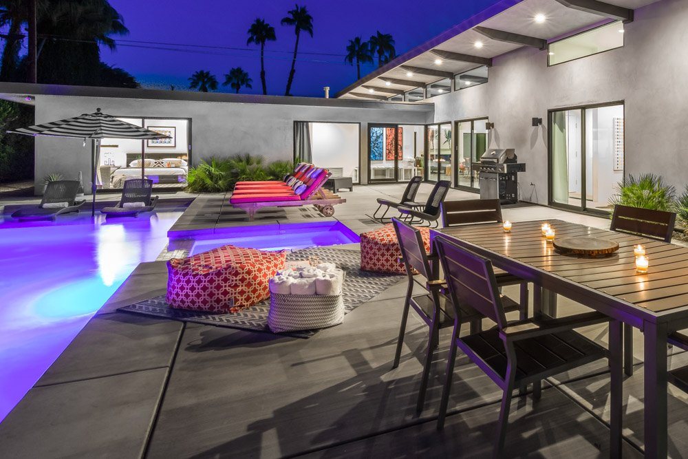 Palms at park pool from the original Tropicale Palm Springs: Secrets & Tips from Locals guide