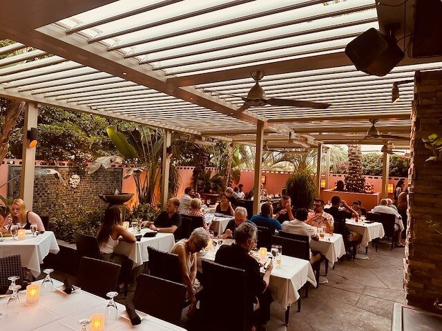 Outdoor dining patio in Palm Springs