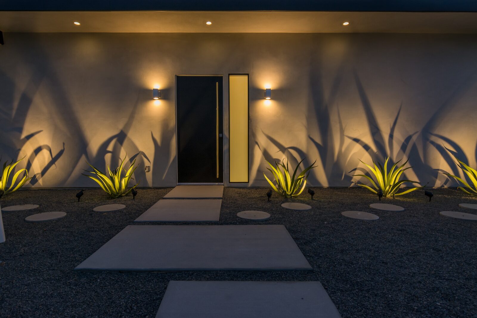 5 Palms Estate design detail with pendant lighting and desert grass