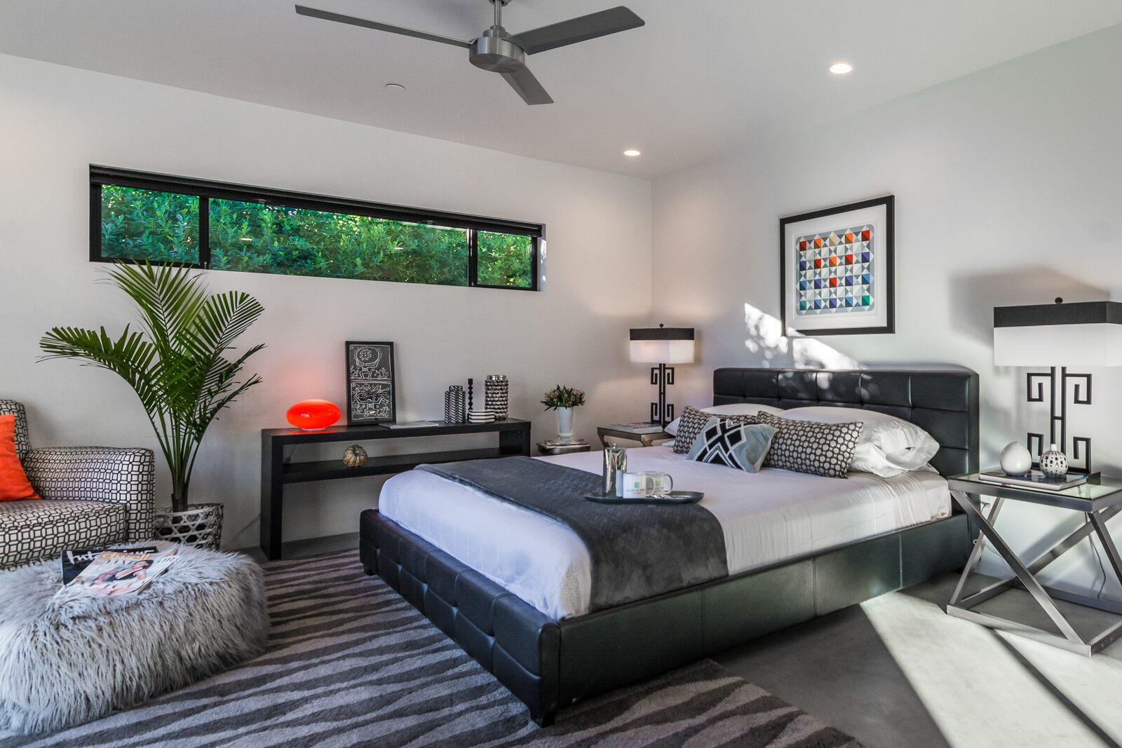 Palms at Park Villa upholstered king bedroom
